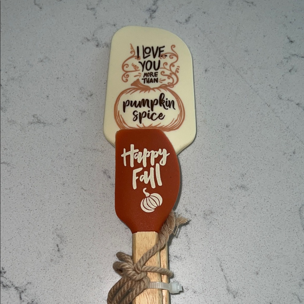 Pumpkin Spice & Happy Fall Silicone Spatula set of 2 with Wooden Handle